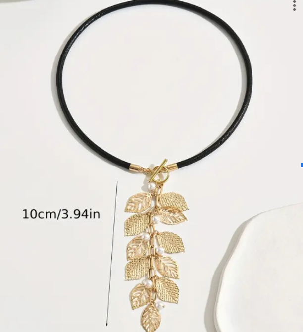 Vintage-Inspired Golden Leaf with Faux Pearl Accents