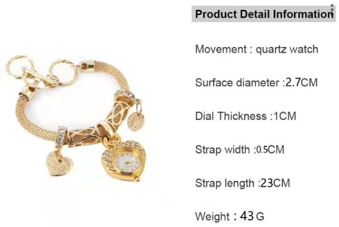 Heart Bangle Watch Set