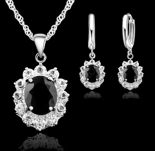 Elegant Princess Wedding Engagement Necklace Earrings Jewelry Set
