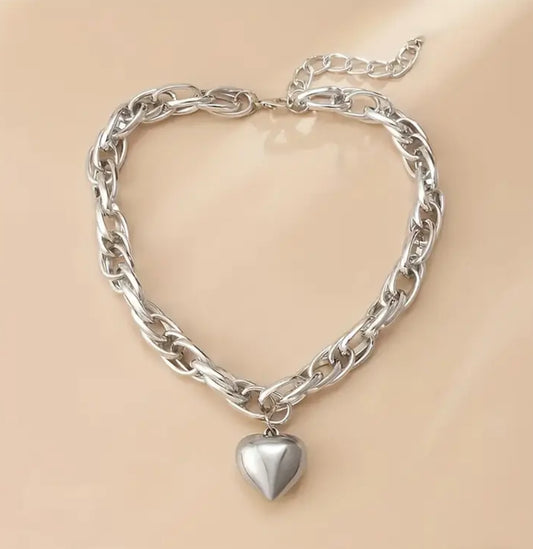 Punk Big Heart Pendant Necklace