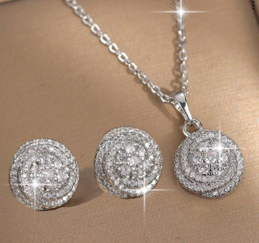 3pcs Classic Flower Necklace Earring Set