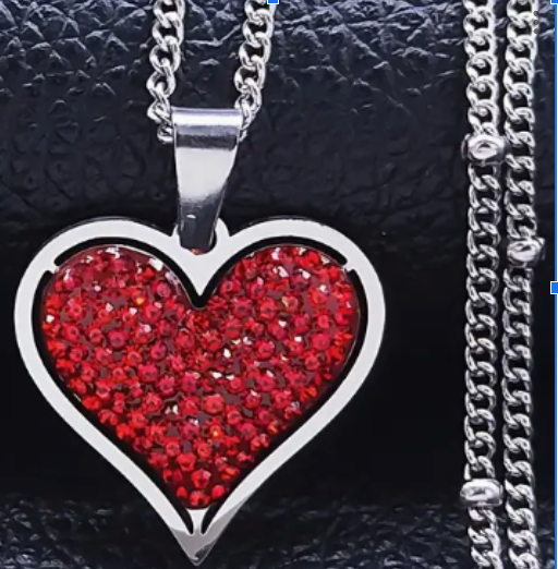 18K Plated Stainless Steel Silver Heart Pendant Necklace