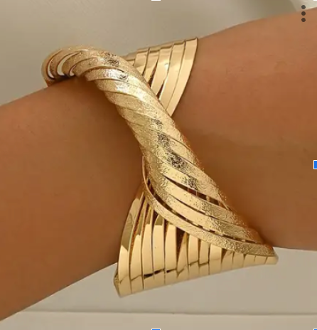 1pc Golden-Tone Twisted Rope Bangle Cuff Bracelet
