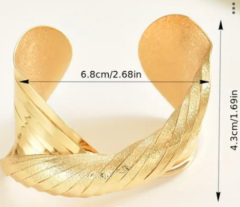 1pc Golden-Tone Twisted Rope Bangle Cuff Bracelet