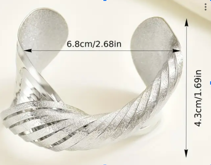 1pc Silver-Tone Twisted Rope Bangle Bracelet