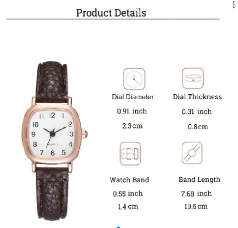 Square Women Simple Small Dial Student Watches Vintage Belt Quartz Wristwatch Brown